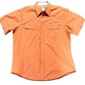 Wrangler Wrancher Shirts Pearl Snap Orange Short Sleeve Men XL Lightweight